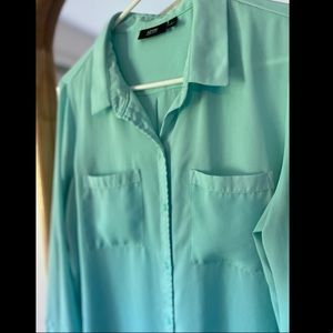 Bright Blue Sheer Dress Shirt